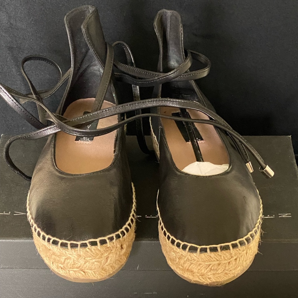 STEVE MADDEN BLACK PRUE LEATHER BALLET FLAT